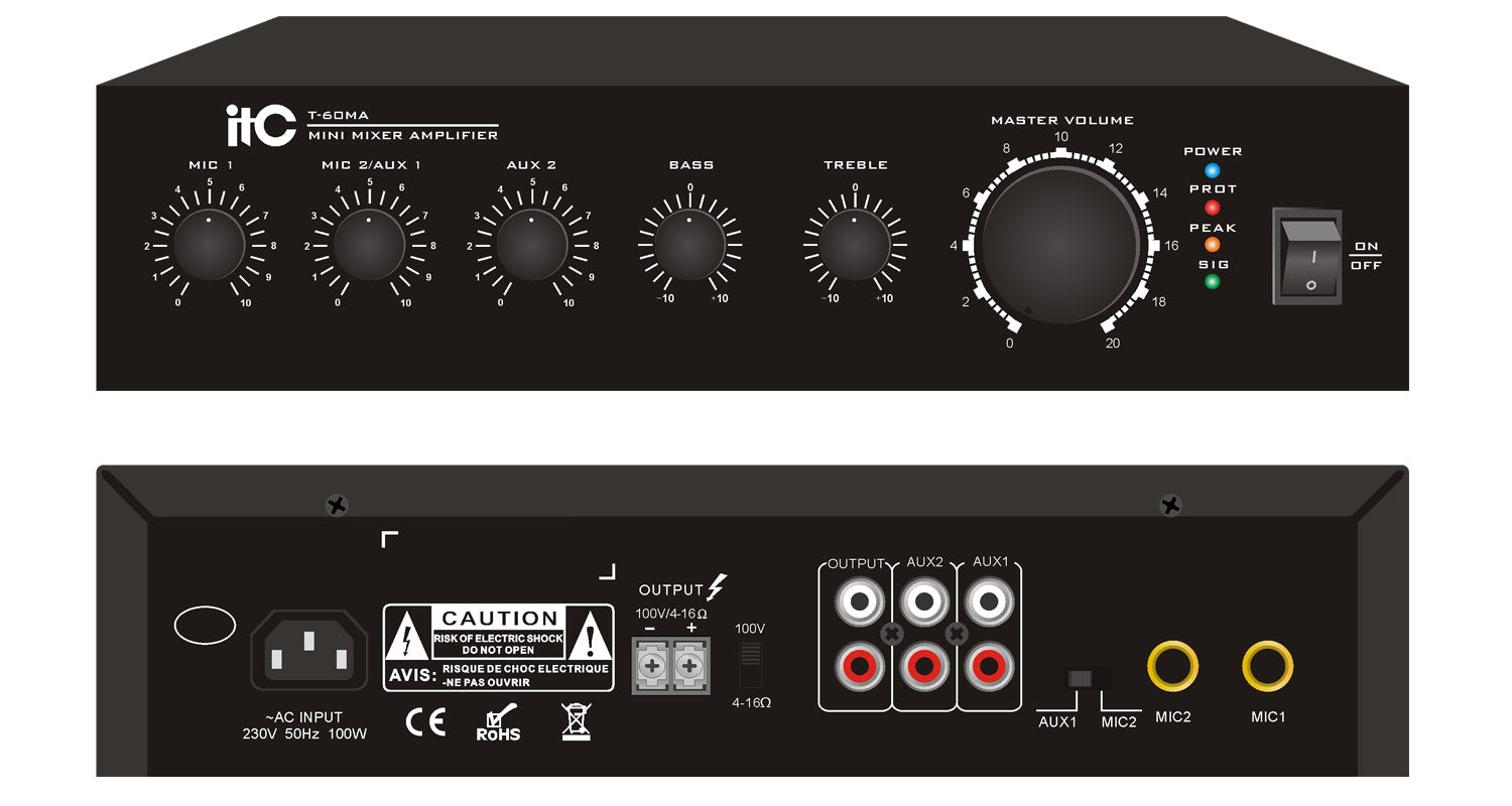 T 60ma T 120ma T 240ma Mini Amplifier Itc Malaysia Pa System Led