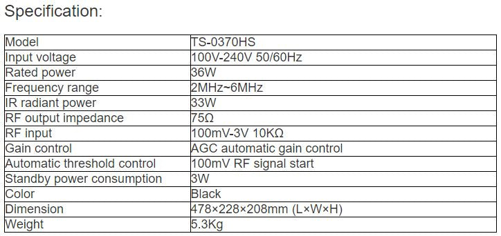 TS-0370HS High-performance IR Radiator