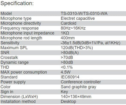 TS-0310-W, TS-0310-WA Chairman Unit, Delegate Unit