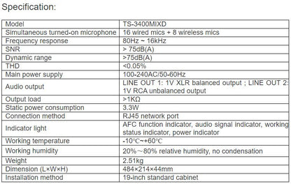 TS-3400MIXD Audio Processor