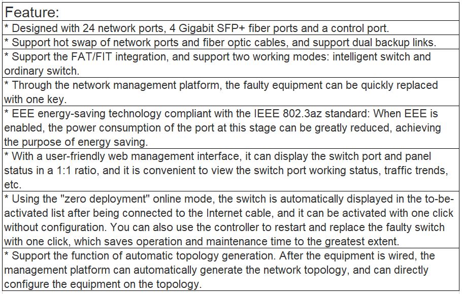 TS-8110 Network Switch（Specification TS-8110W24）