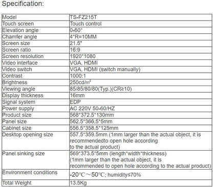 TS-FZ215T Motorized Paperless Interactive Monitor Flipper