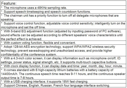 TS-W301S, TS-W301SA Chairman Unit Delegate Unit