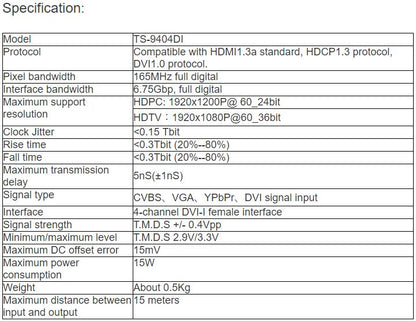 TS-9404DI 4 DVI Video Signal Input Card