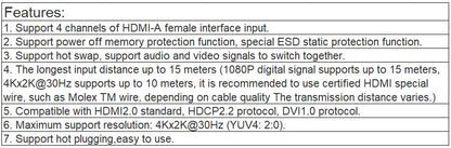 TS-9404UHI 4-channel HDMI Audiovisual Signal Input Card