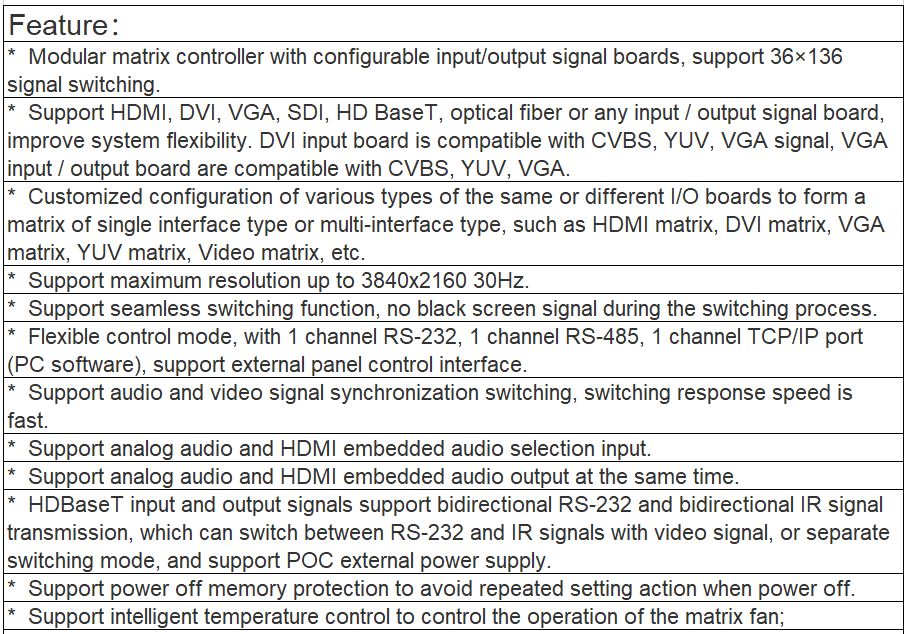 TS-9436UHM Seamless Ultra HD Matrix Switcher