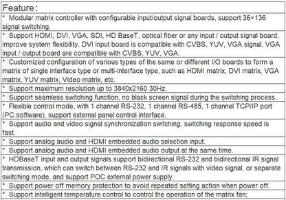 TS-9436UHM Seamless Ultra HD Matrix Switcher