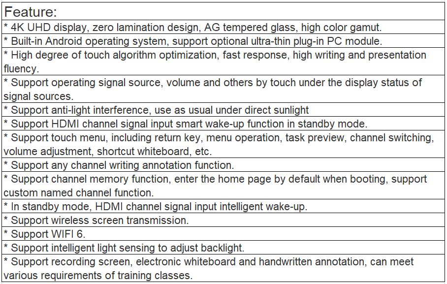 TV-86820 86-inch Interactive Intelligent Touch Screen