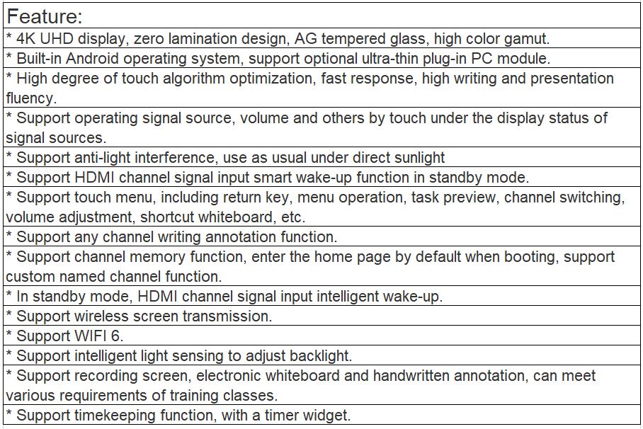 TV-75820 75-inch Interactive Intelligent Touch Screen