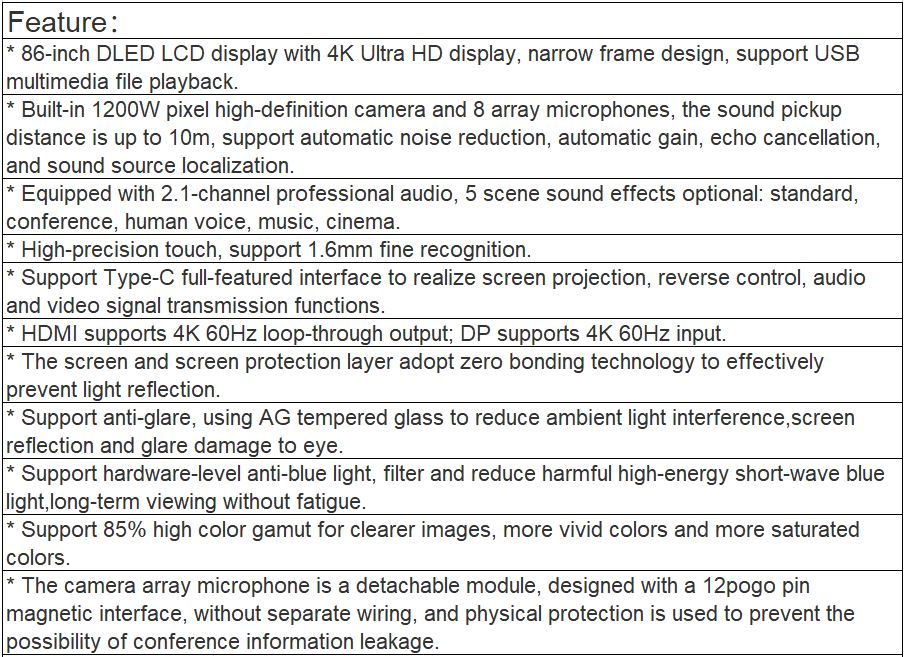 TV-S8186 itcHUB Intelligent Conference Flat Panel