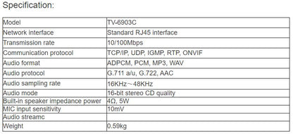 TV-6903C Video Intercom Terminal