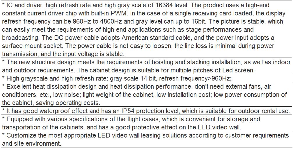 TV-OH391-YM Rental Outdoor Full Color LED Video Wall