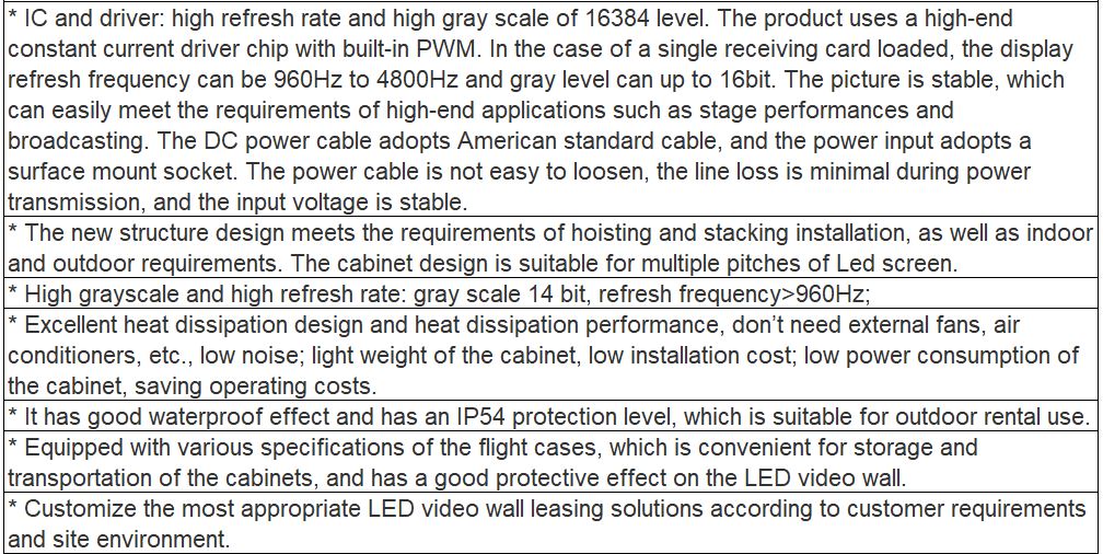 TV-OH481-YM Rental Outdoor Full Color LED Video Wall