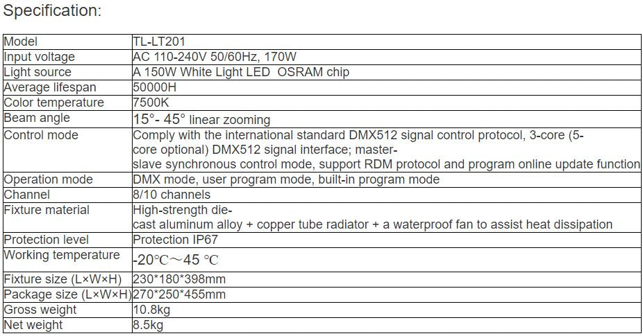 TL-LT201 150W Pattern Light