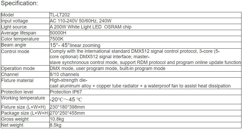 TL-LT202 200W Pattern Light