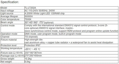 TL-LT202A 200W Pattern Light