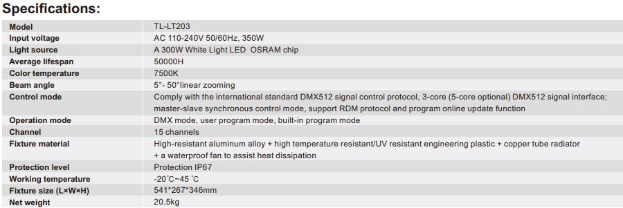 TL-LT203 300W Pattern Light