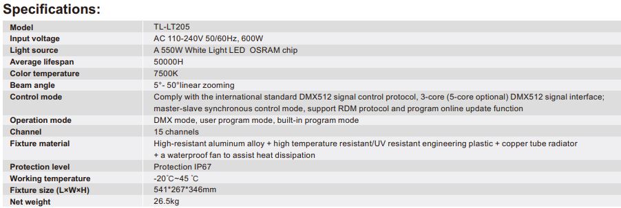 TL-LT205 550W Pattern Light