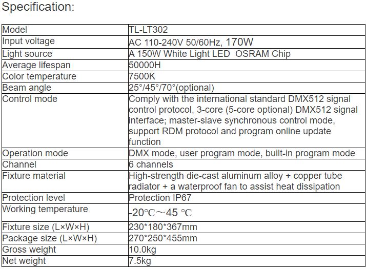 TL-LT302 150W Phantom Light