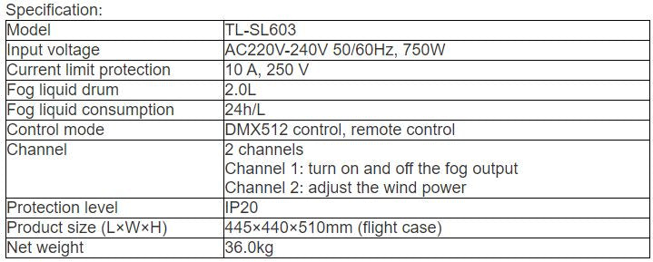 TL-SL611 750W Stage Effect Fogger