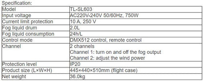 TL-SL611 750W Stage Effect Fogger