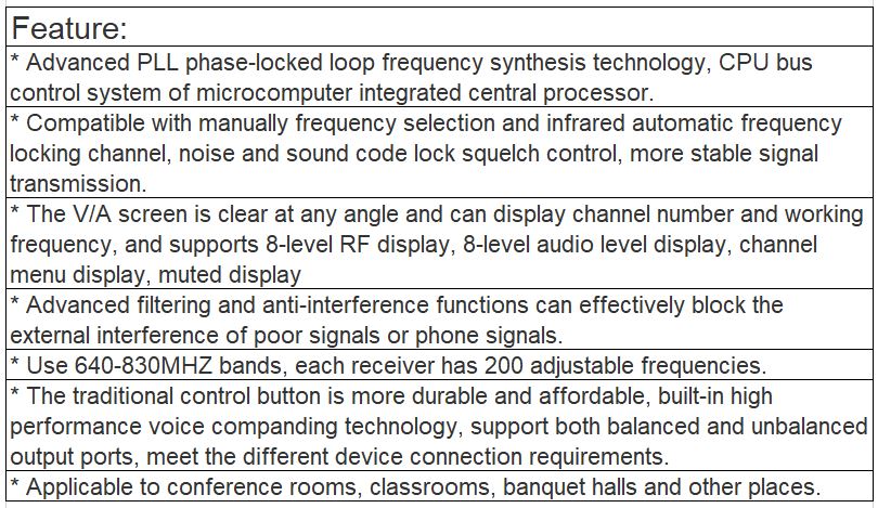 TS-354, TS-354H 1 Receiver + 4 Digital Wireless Conference Microphone