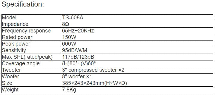 TS-608A High-end Entertainment Conference Loudspeaker