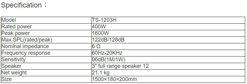 TS-1203H Sound Column Speaker