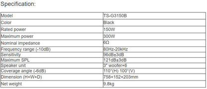 TS-G3150B Speaker