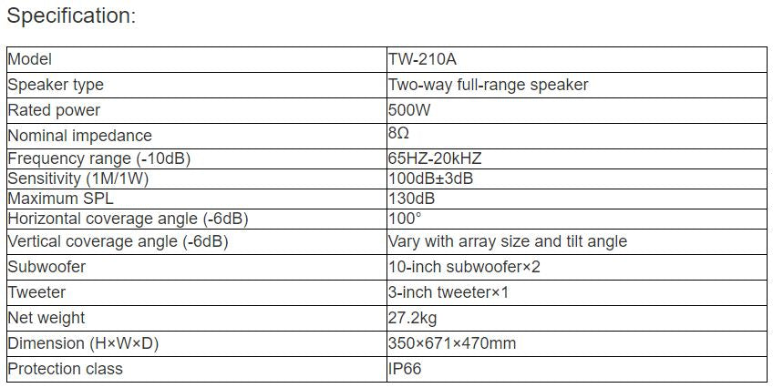 TW-210A Linear Array Speaker