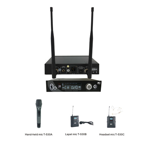 T-530A, T-530B, T-530C UHF Dual-Channel Wireless Microphone