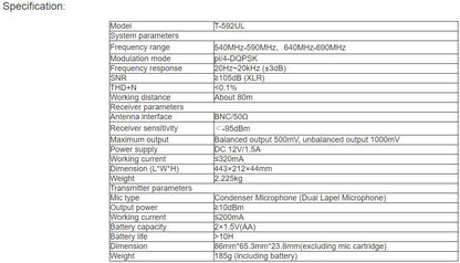 T-592UL Wireless Microphone