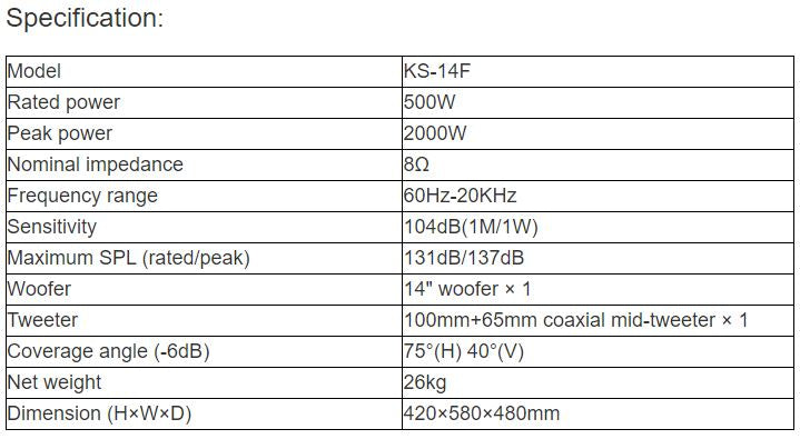 KS-14F Professional Three-frequency Coaxial Monitor Speaker