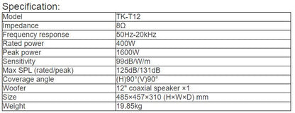 TK-T12 Professional Speaker