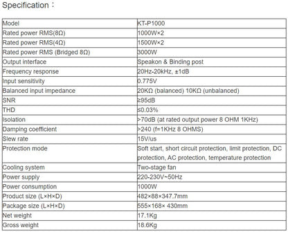 KT-P1000 Professional Amplifier