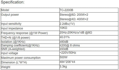 TC-2200B Professional Amplifier