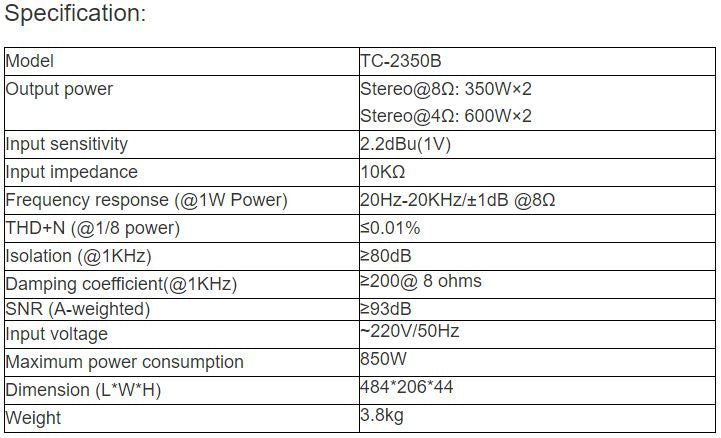 TC-2350B Professional Amplifier