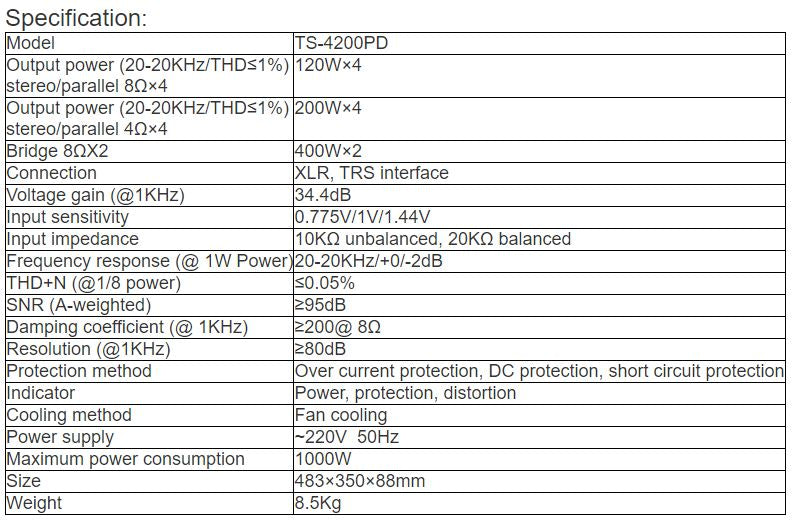 TS-4200PD Professional Digital Amplifier