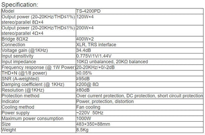 TS-4200PD Professional Digital Amplifier