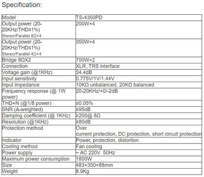 TS-4350PD Professional Digital Amplifier