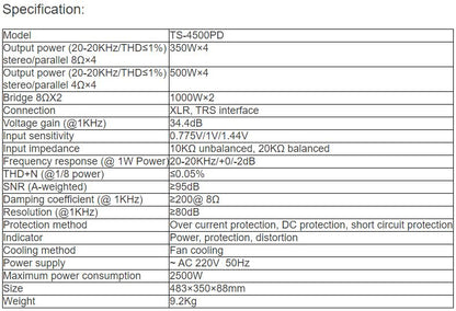 TS-4500PD Professional Digital Amplifier