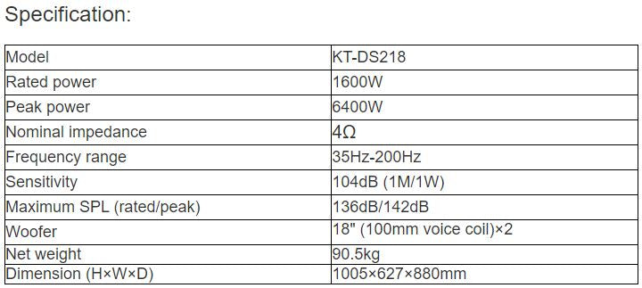 KT-DS218 Professional Subwoofer